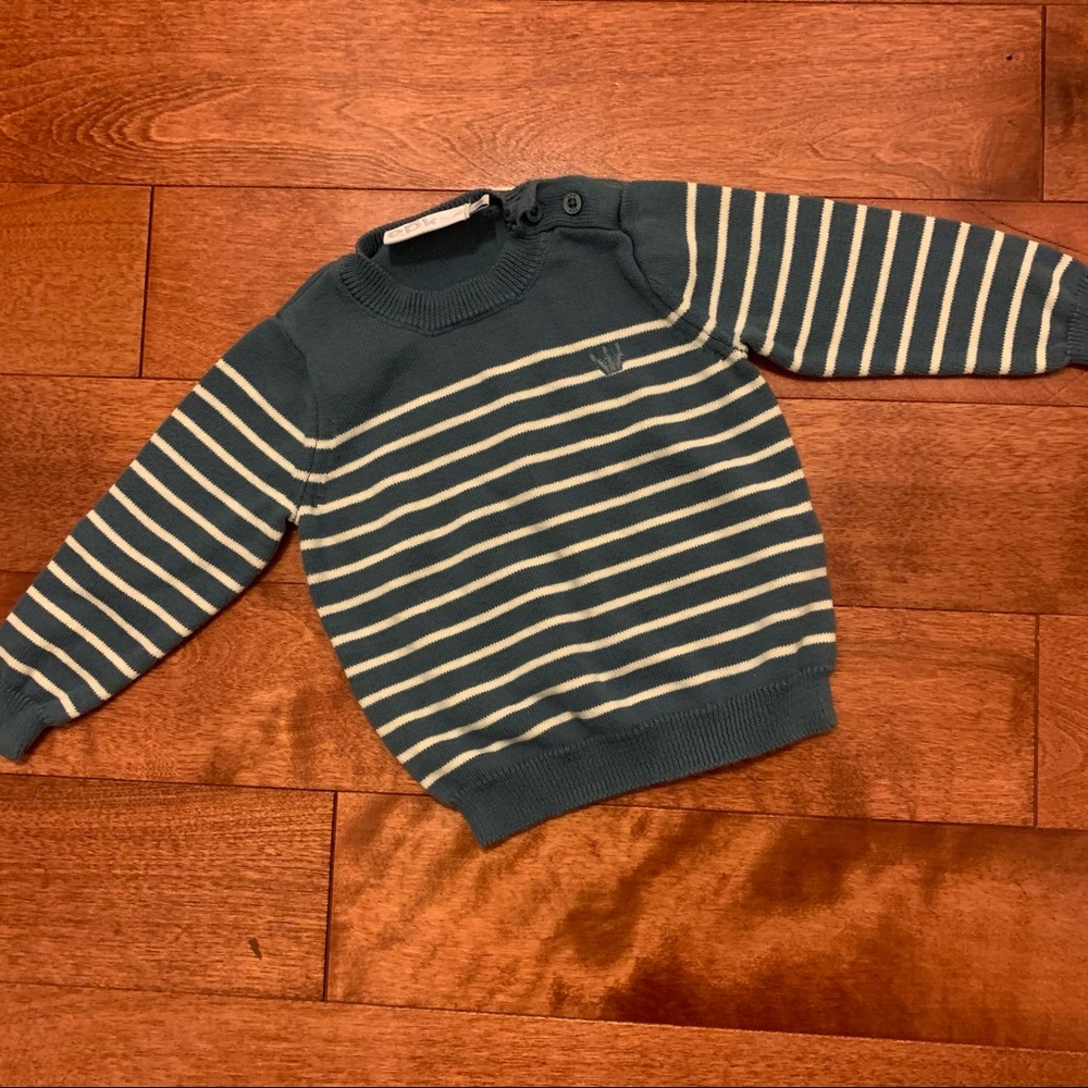 Baby boy 6M long sleeve blue & white Sweater